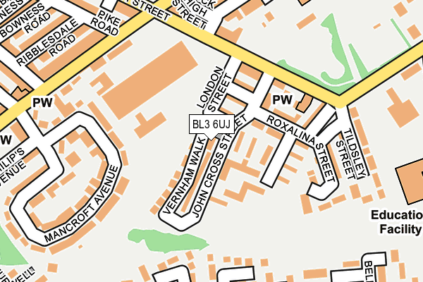 BL3 6UJ map - OS OpenMap – Local (Ordnance Survey)
