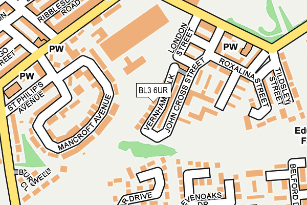 BL3 6UR map - OS OpenMap – Local (Ordnance Survey)