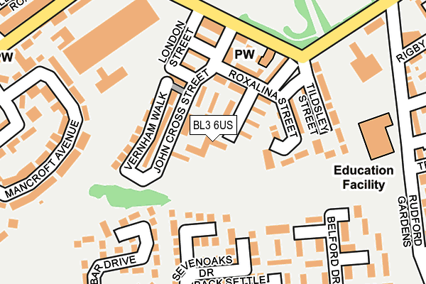 BL3 6US map - OS OpenMap – Local (Ordnance Survey)