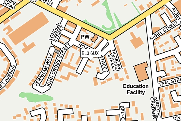 BL3 6UX map - OS OpenMap – Local (Ordnance Survey)