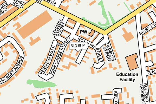 BL3 6UY map - OS OpenMap – Local (Ordnance Survey)