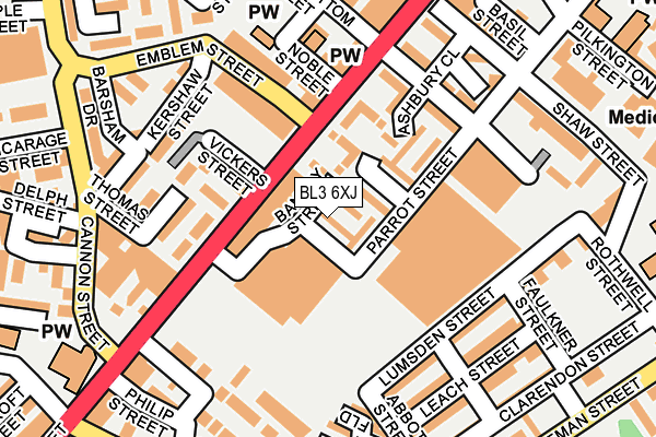 BL3 6XJ map - OS OpenMap – Local (Ordnance Survey)