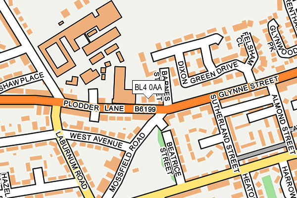 BL4 0AA map - OS OpenMap – Local (Ordnance Survey)