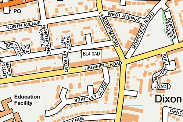 BL4 0AD map - OS OpenMap – Local (Ordnance Survey)
