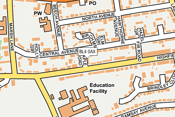 BL4 0AX map - OS OpenMap – Local (Ordnance Survey)