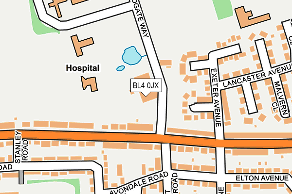 BL4 0JX map - OS OpenMap – Local (Ordnance Survey)