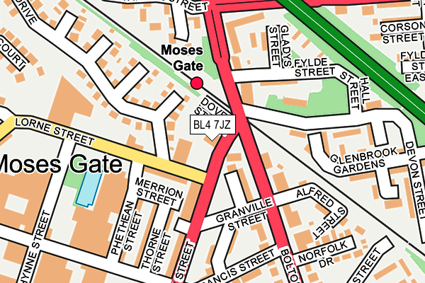 BL4 7JZ map - OS OpenMap – Local (Ordnance Survey)
