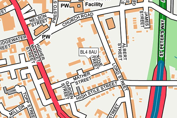 BL4 8AU map - OS OpenMap – Local (Ordnance Survey)