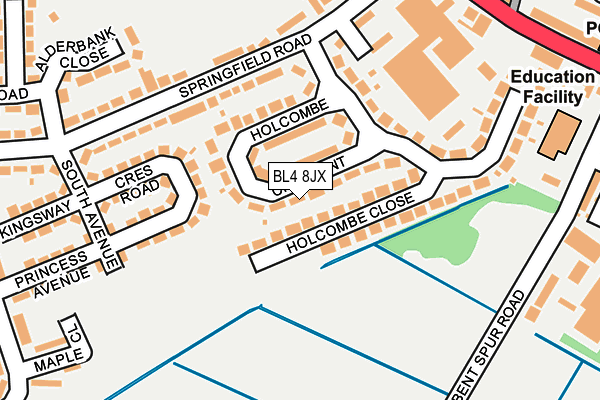 BL4 8JX map - OS OpenMap – Local (Ordnance Survey)