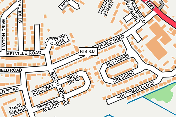 BL4 8JZ map - OS OpenMap – Local (Ordnance Survey)