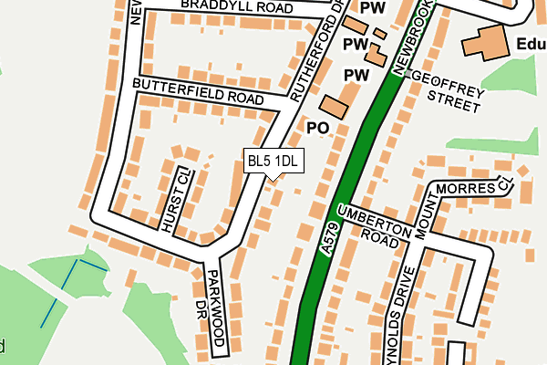 BL5 1DL map - OS OpenMap – Local (Ordnance Survey)