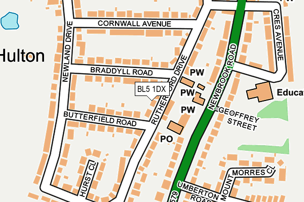 BL5 1DX map - OS OpenMap – Local (Ordnance Survey)