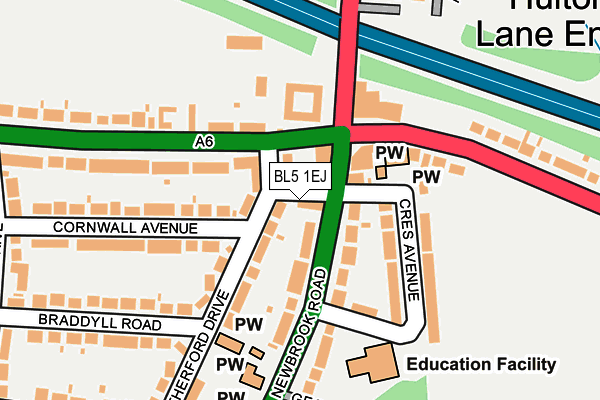 BL5 1EJ map - OS OpenMap – Local (Ordnance Survey)