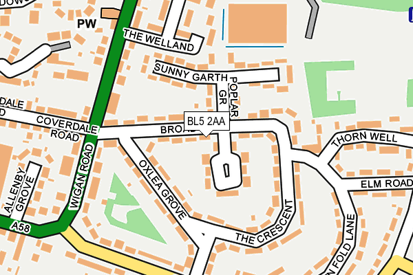 BL5 2AA map - OS OpenMap – Local (Ordnance Survey)