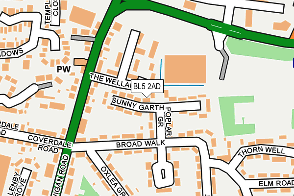BL5 2AD map - OS OpenMap – Local (Ordnance Survey)