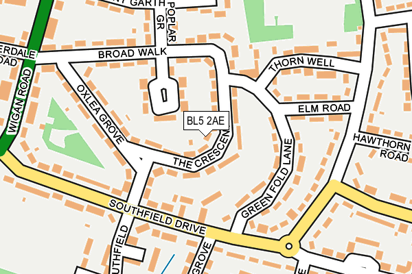 BL5 2AE map - OS OpenMap – Local (Ordnance Survey)