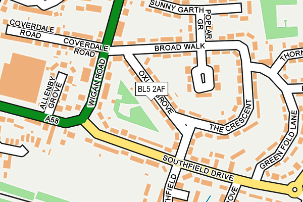 BL5 2AF map - OS OpenMap – Local (Ordnance Survey)