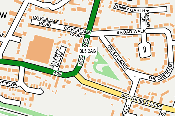 BL5 2AG map - OS OpenMap – Local (Ordnance Survey)