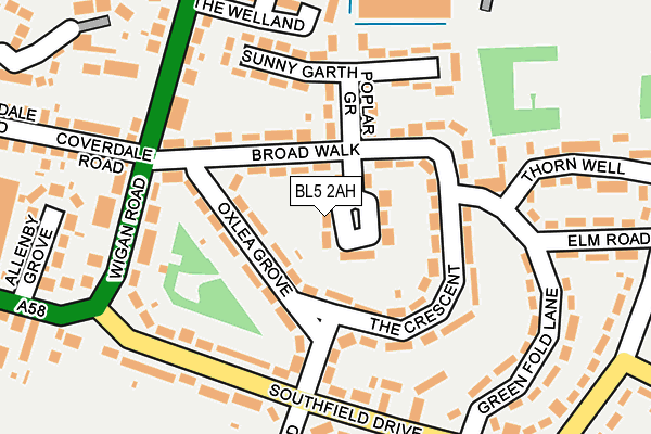BL5 2AH map - OS OpenMap – Local (Ordnance Survey)