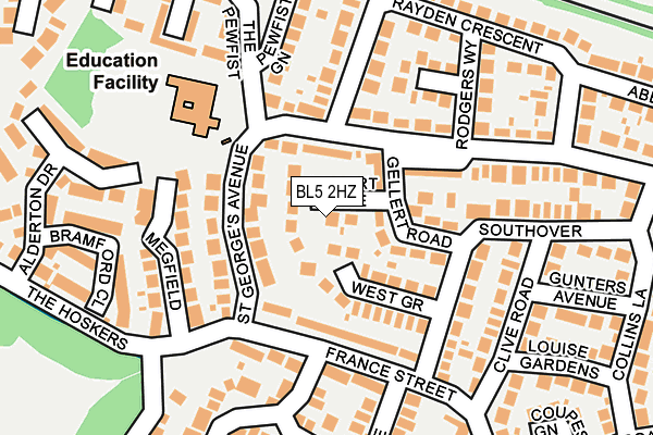 BL5 2HZ map - OS OpenMap – Local (Ordnance Survey)