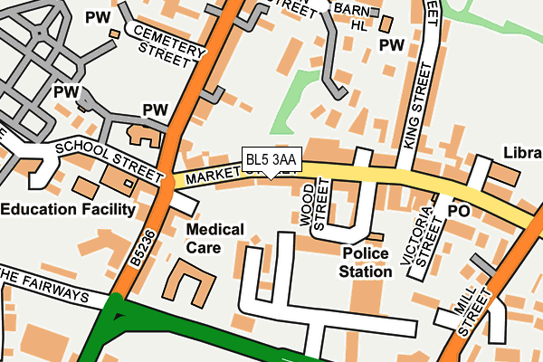 BL5 3AA map - OS OpenMap – Local (Ordnance Survey)