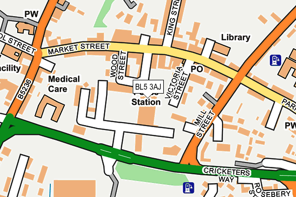 BL5 3AJ map - OS OpenMap – Local (Ordnance Survey)