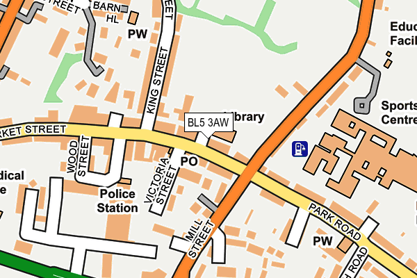 BL5 3AW map - OS OpenMap – Local (Ordnance Survey)