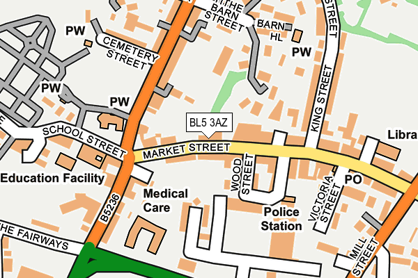 BL5 3AZ map - OS OpenMap – Local (Ordnance Survey)