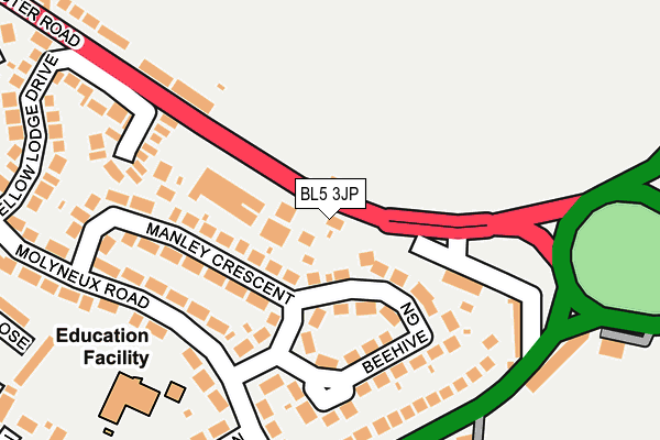 BL5 3JP map - OS OpenMap – Local (Ordnance Survey)