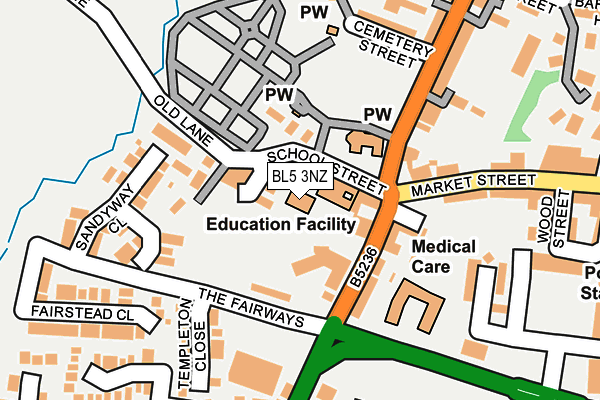 BL5 3NZ map - OS OpenMap – Local (Ordnance Survey)