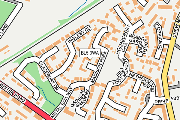 BL5 3WA map - OS OpenMap – Local (Ordnance Survey)