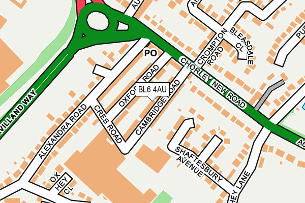 BL6 4AU map - OS OpenMap – Local (Ordnance Survey)