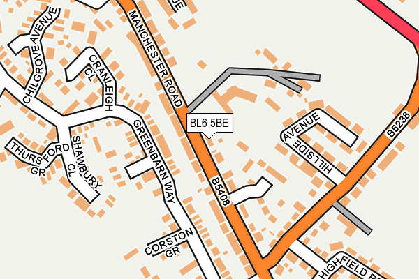 BL6 5BE map - OS OpenMap – Local (Ordnance Survey)