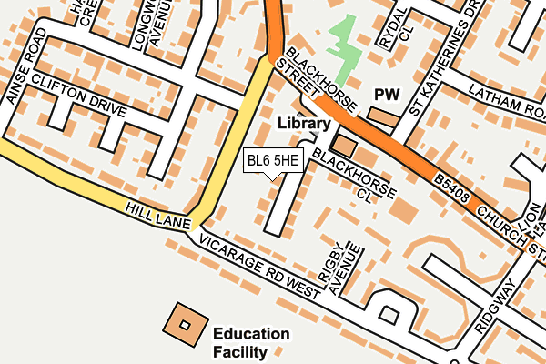 BL6 5HE map - OS OpenMap – Local (Ordnance Survey)