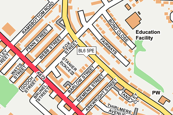 BL6 5PE map - OS OpenMap – Local (Ordnance Survey)
