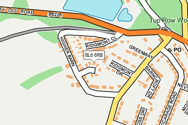 BL6 6RB map - OS OpenMap – Local (Ordnance Survey)