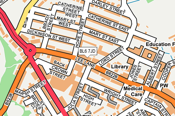 BL6 7JD map - OS OpenMap – Local (Ordnance Survey)