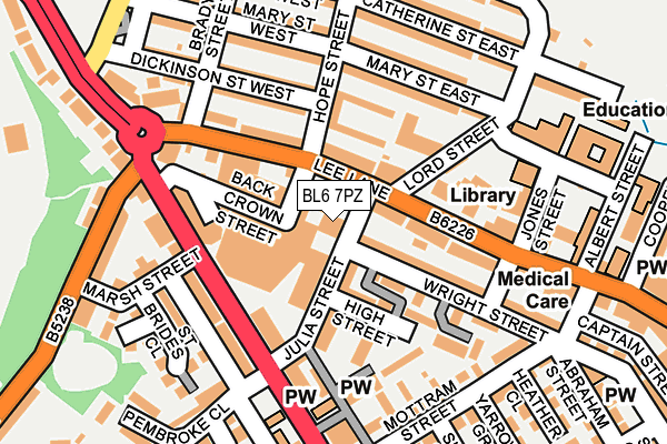 BL6 7PZ map - OS OpenMap – Local (Ordnance Survey)