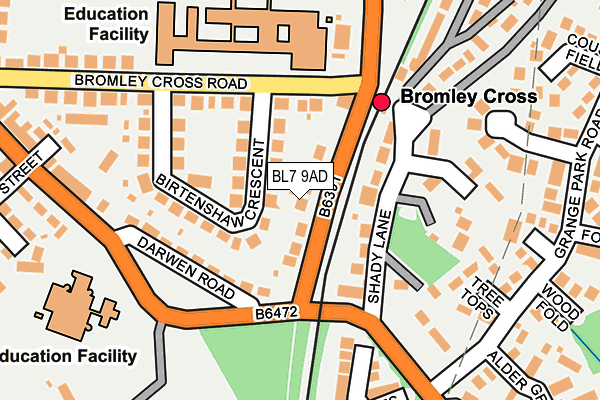 BL7 9AD map - OS OpenMap – Local (Ordnance Survey)