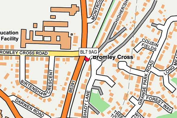 BL7 9AG map - OS OpenMap – Local (Ordnance Survey)