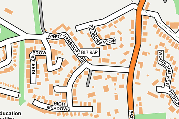 BL7 9AP map - OS OpenMap – Local (Ordnance Survey)