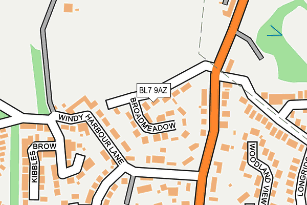 BL7 9AZ map - OS OpenMap – Local (Ordnance Survey)