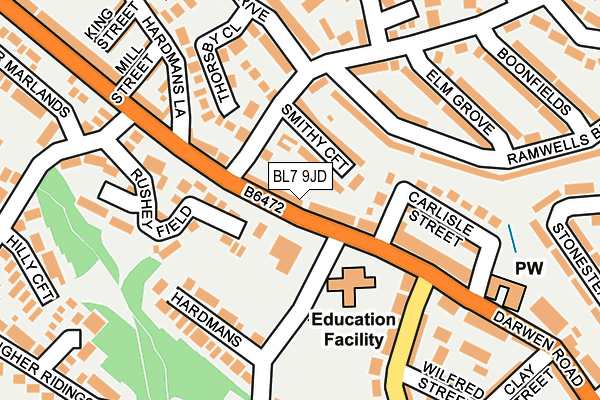 BL7 9JD map - OS OpenMap – Local (Ordnance Survey)