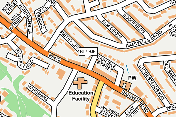 BL7 9JE map - OS OpenMap – Local (Ordnance Survey)