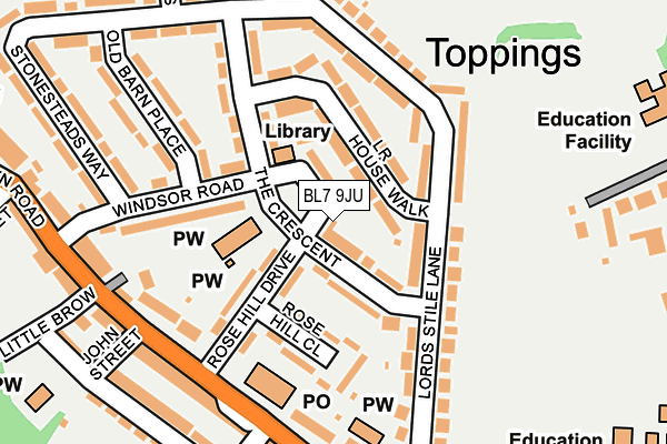 BL7 9JU map - OS OpenMap – Local (Ordnance Survey)