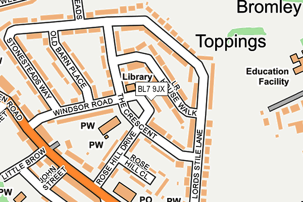 BL7 9JX map - OS OpenMap – Local (Ordnance Survey)