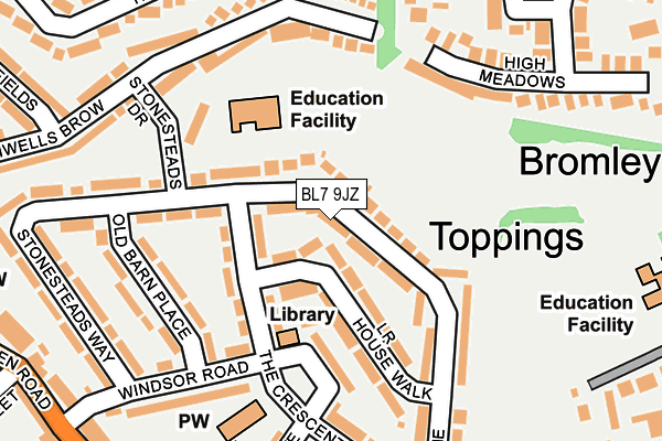 BL7 9JZ map - OS OpenMap – Local (Ordnance Survey)