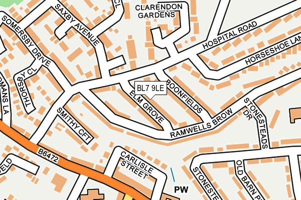 BL7 9LE map - OS OpenMap – Local (Ordnance Survey)