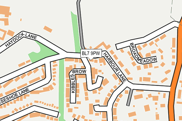 BL7 9PW map - OS OpenMap – Local (Ordnance Survey)