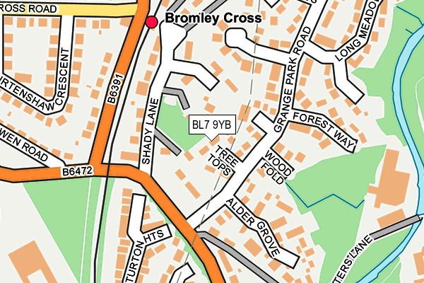 BL7 9YB map - OS OpenMap – Local (Ordnance Survey)
